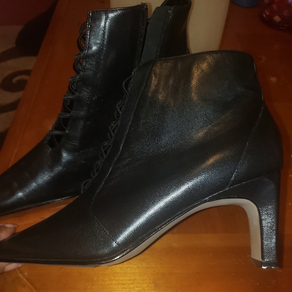 Black leather ankle boots